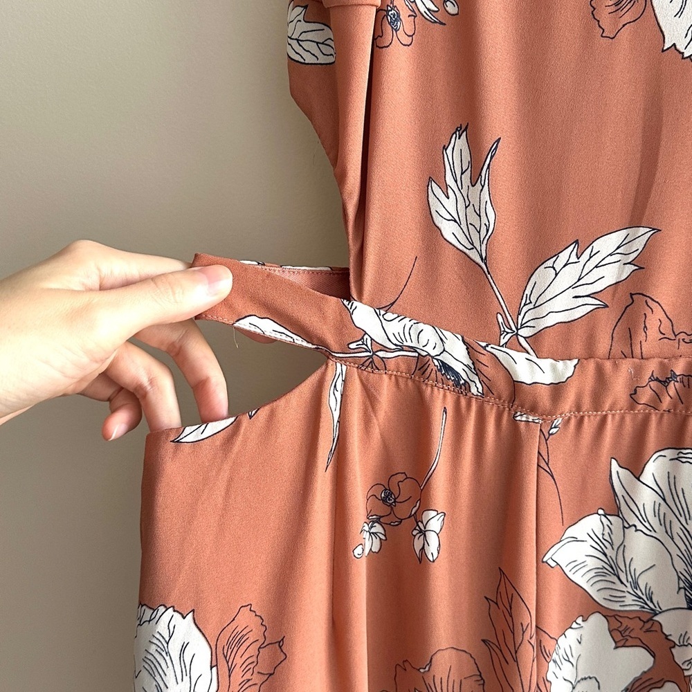 Sienna Sky Floral Cutout Wide Leg Jumpsuit, Peach/White, Summer/Spring, Small - Picture 5 of 16
